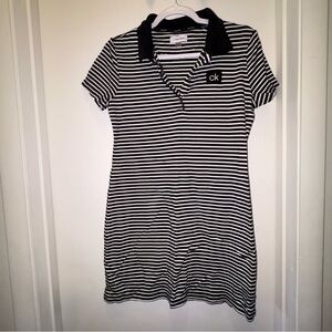 Calvin Klein Black and White Striped Polo Dress